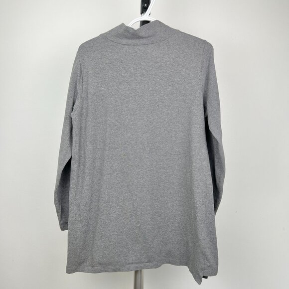 Sz M-‎ Eileen Fisher Funnel Mock Neck Heather Grey Long Sleeve Tunic Top - Picture 7 of 12